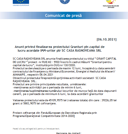 Anunț privind finalizarea proiectului Granturi ptr. capital de lucru acordate IMM-urilor ptr. SC CASA RÂȘNOVEANĂ SRL 1 casa_6.png