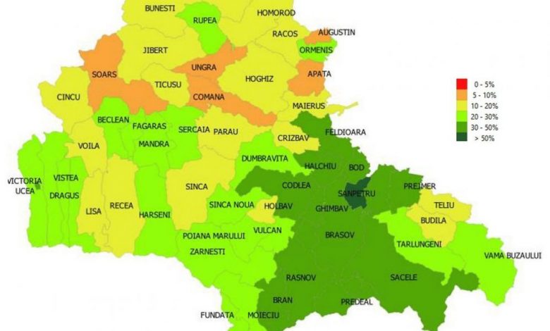 CORONAVIRUS. Acoperirea vaccinală pe localităţi. Trei comune bat municipiul BRAŞOV 1 judetvaccinare.jpeg
