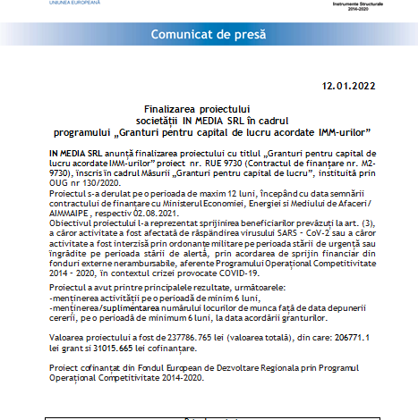Finalizarea proiectului Societății IN MEDIA SRL în cadrul programului „Granturi pentru capital de lucru acordate IMM-urilor” 1 inmedia_3.png