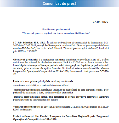Finalizarea proiectului „Granturi pentru capital de lucru acordate IMM-urilor” 1 job1.png