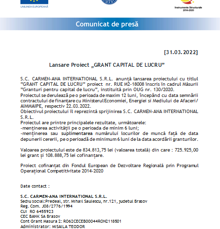 Lansare Proiect „GRANT CAPITAL DE LUCRU” 5 | MyTex.ro