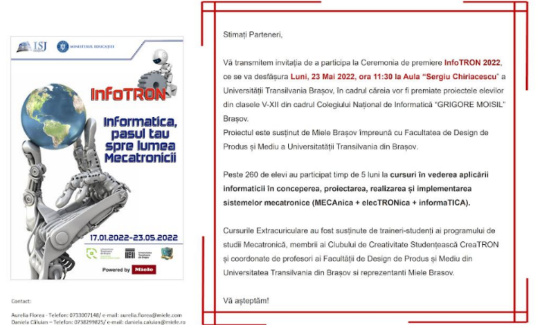 Celebrarea celei de-a doua ediții a unui proiect Extracuricular educativ de succes - „Informatica, pasul tău spre lumea Mecatronicii- InfoTRON” 5 | MyTex.ro