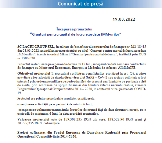 Începerea proiectului „Granturi pentru capital de lucru acordate IMM-urilor” 5 | MyTex.ro