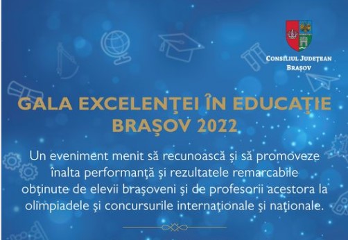 Premii bănești pentru elevi și profesori, la Gala Excelenței în Educație 2022 Brașov 1 Gala Excelenței în Educație, elevi, profesori, premii, brașoveni, Brașov, Consiliul Județean Brașov, premii bănești, performanță.,