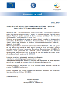finalizarea proiectului Grant capital de lucru | MyTex.ro