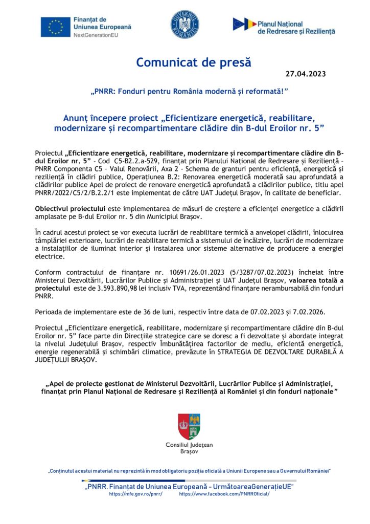 Comunicat de presă: „PNRR: Fonduri pentru România modernă și reformată!” 9 | MyTex.ro