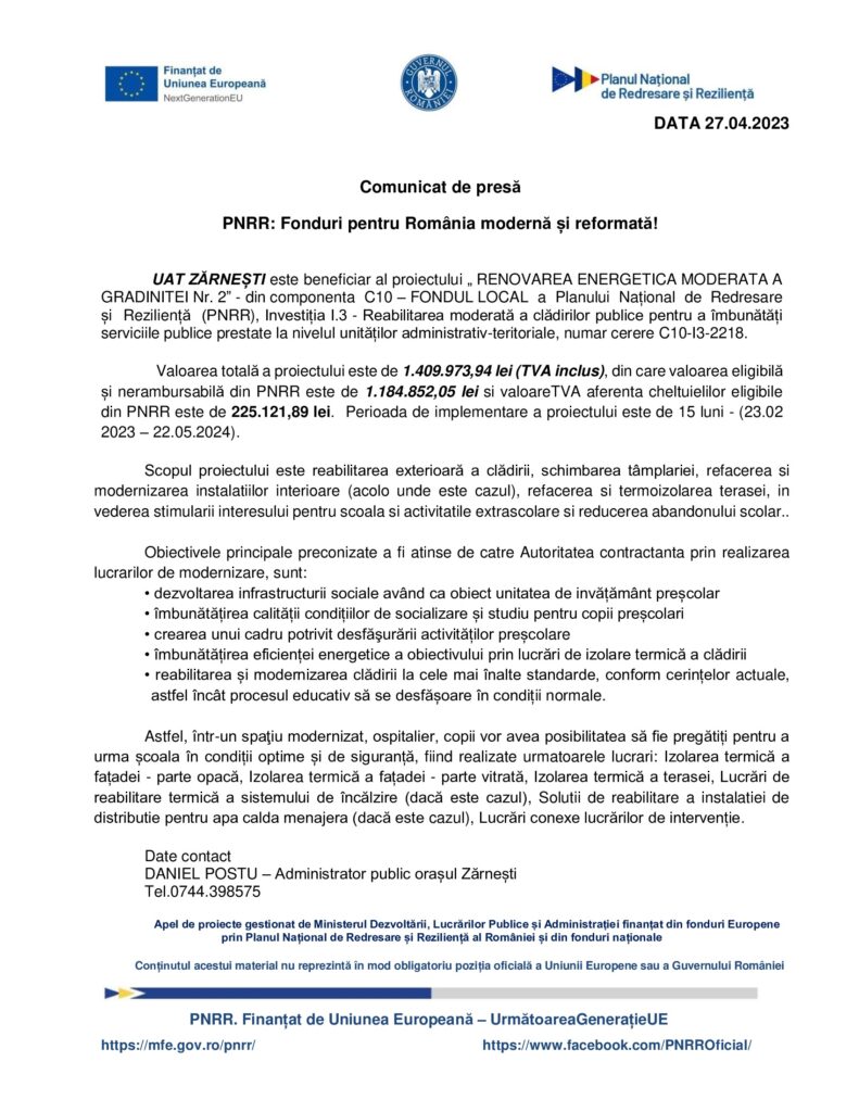 Comunicat de presă - PNRR: Fonduri pentru România modernă și reformată! 9 | MyTex.ro