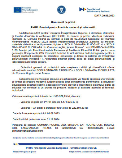 Comunicat de presă - PNRR: Fonduri pentru România modernă și reformată! 9 | MyTex.ro