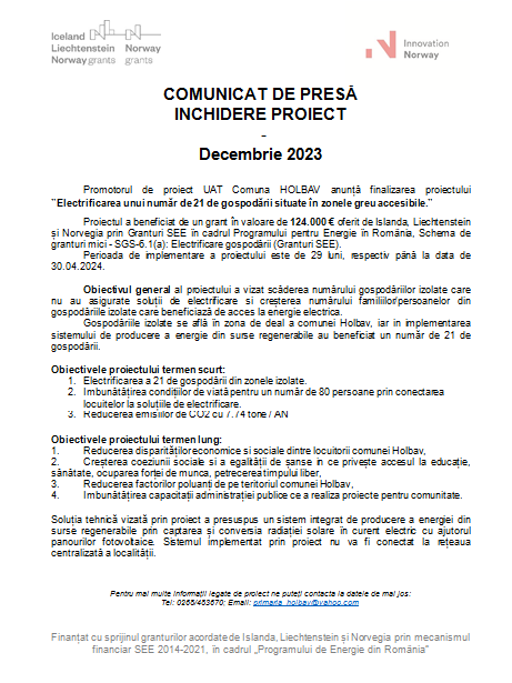 COMUNICAT DE PRESĂ ÎNCHIDERE PROIECT Decembrie 2023 9 | MyTex.ro