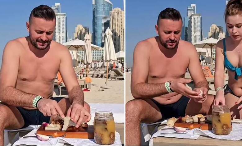 Gustare românească cu slană și ceapă pe o plajă din Dubai | MyTex.ro