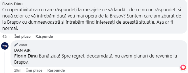 Răspunsul Dan Air cu privire la o revenire pe Aeroportul Brașov | MyTex.ro