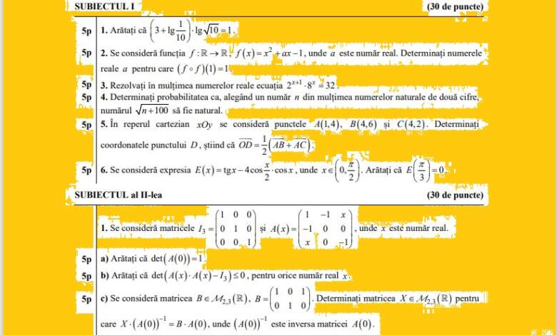 BAC 2024. Cele patru tipuri de subiecte și baremele la Matematică 3 BAC 2024 | MyTex.ro