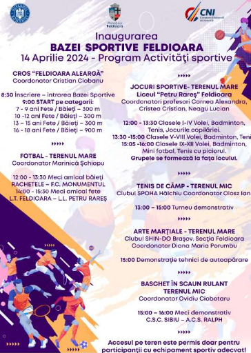 Inaugurarea Bazei Sportive din Feldioara va avea loc duminică / Programul activităților 7 Inaugurarea Bazei Sportive din Feldioara va avea loc duminică / Programul activităților | MyTex.ro