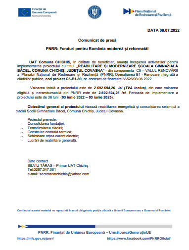 Comunicat de presă - PNRR: Fonduri pentru România modernă și reformată! 9 | MyTex.ro