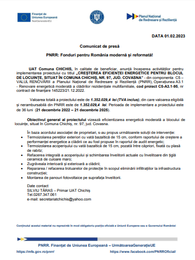 Comunicat de presă - PNRR: Fonduri pentru România modernă și reformată! 9 | MyTex.ro