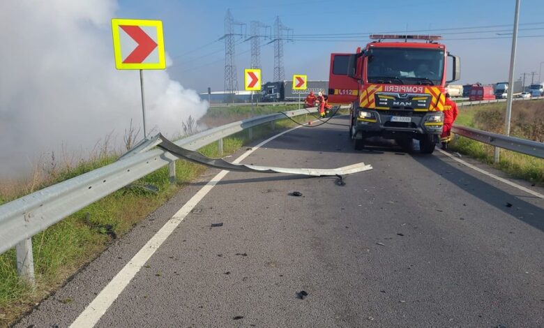 Șoferiță moartă într-un accident, în zona autostrăzii A7. Victima a rămas încarcerată în mașina cuprinsă de foc 3 Șofer | MyTex.ro