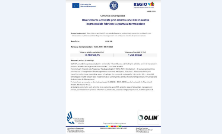 Comunicat lansare proiect – Diversificarea activității prin achiziția unei linii inovative în procesul de fabricare a geamului termoizolant 5 | MyTex.ro