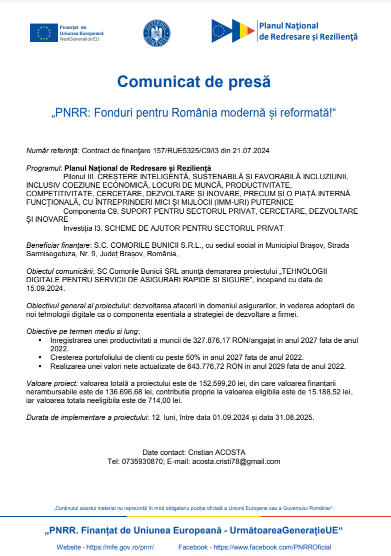 Comunicat de presă - „PNRR: Fonduri pentru România modernă și reformată!“ 7 | MyTex.ro