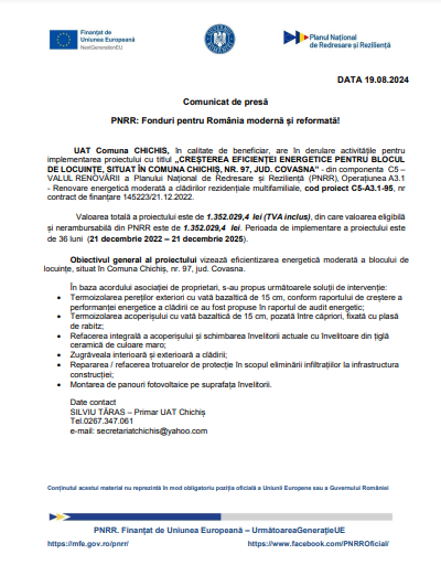 Comunicat de presă - PNRR: Fonduri pentru România modernă și reformată! 9 | MyTex.ro