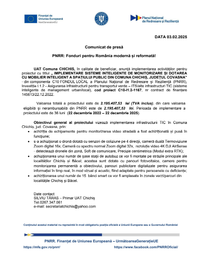 Comunicat de presă - PNRR: Fonduri pentru România modernă și reformată! 9 | MyTex.ro