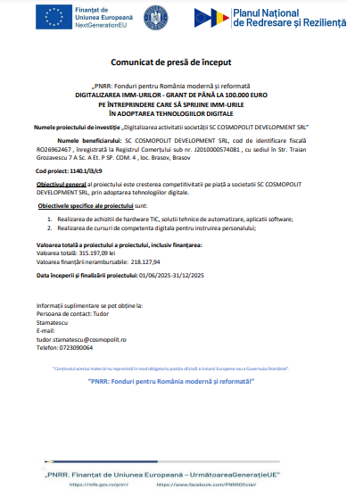 Comunicat de presă de început 9 | MyTex.ro