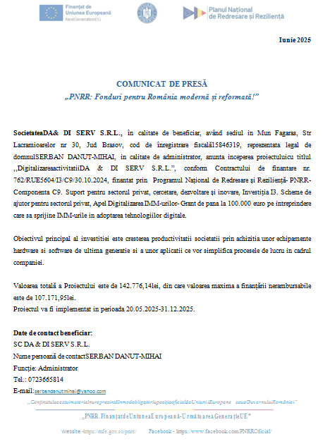 COMUNICAT DE PRESĂ - „PNRR: Fonduri pentru România modernă și reformată!” 9 | MyTex.ro