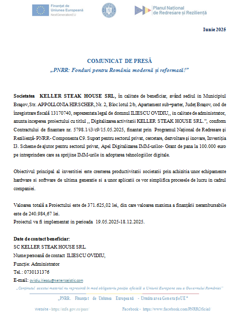 COMUNICAT DE PRESĂ - „PNRR: Fonduri pentru România modernă și reformată!” 9 | MyTex.ro