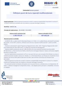 Comunicat lansare proiect – Înființare punct de lucru reparații multifuncționale 5 comunicat | MyTex.ro