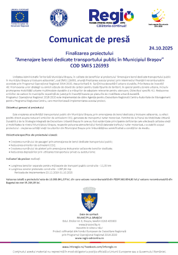 Comunicat de presă - Finalizarea proiectului „Amenajare benzi dedicate transportului public în Municipiul Braşov” 6 | MyTex.ro