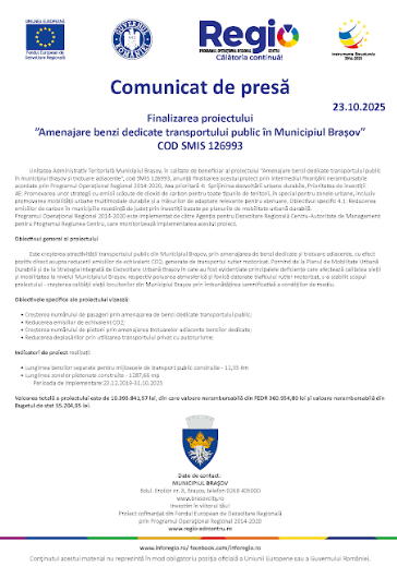 Comunicat de presă - Finalizarea proiectului „Amenajare benzi dedicate transportului public în Municipiul Braşov” 6 | MyTex.ro