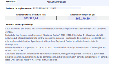 Comunicat finalizare proiect - ARIADNE IMPEX SRL 8 | MyTex.ro