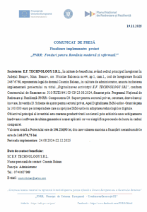 COMUNICAT DE PRESĂ - Finalizare implementare proiect - „PNRR: Fonduri pentru România modernă și reformată!” 7 | MyTex.ro