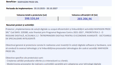 Comunicat lansare proiect - MAPASON PROD SRL 7 România este pe locul 116 | MyTex.ro