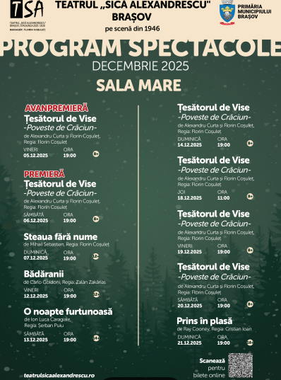 Teatrul Sică Alexandrescu Brașov - Programul lunii decembrie 7 | MyTex.ro