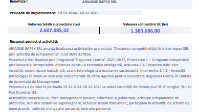 Comunicat finalizare proiect - Ariadne Impex SRL 5 | MyTex.ro