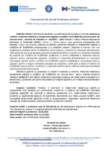 Comunicat de presă finalizare proiect - „PNRR: Fonduri pentru România modernă și reformată!” 9 | MyTex.ro
