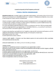 Comunicat de presă privind începerea proiectului FONDUL PENTRU MODERNIZARE 7 | MyTex.ro