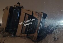 TIR răsturnat la intrare pe Ocolitoarea Brașovului dinspre Ghimbav! 5 Omor | MyTex.ro