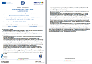 Comunicat lansare proiect - RESTAURAREA CURȚII BISERICII NEGRE Cod SMIS 338780 7 | MyTex.ro