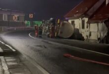 RO-ALERT pe DN 1 Brașov - Sibiu: O cisternă cu gaz a lovit gardul unui imobil și s-a răsturnat azi-noapte / Șoferul, amendat 8 Predeal | MyTex.ro