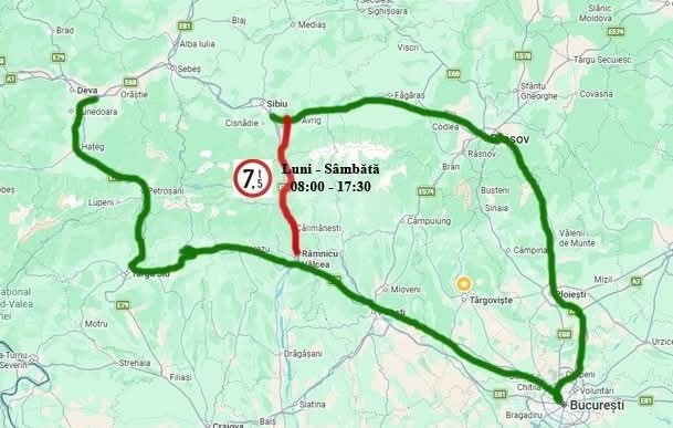 Restricții de circulație pe Valea Oltului: autovehiculele de peste 7,5 tone, interzise pe DN7 până în iunie 3 Restricții | MyTex.ro