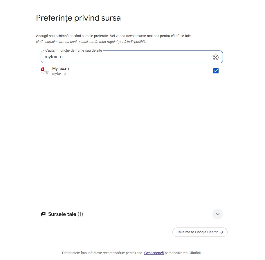 Google oferă funcţia surse preferate. Cum alegi mytex.ro sursa ta pregerată de ştiri 9 Google | MyTex.ro