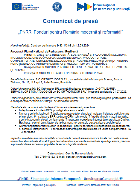 Comunicat de presă - „PNRR: Fonduri pentru România modernă și reformată!” 9 | MyTex.ro