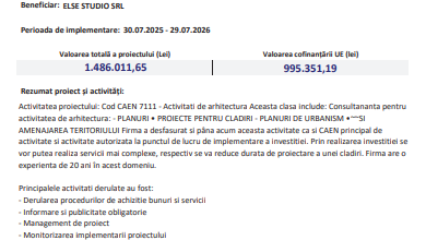 Comunicat finalizare proiect - ELSE STUDIO SRL 11 Donca | MyTex.ro