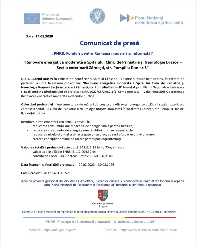 Comunicat de presă - „PNRR: Fonduri pentru România modernă și reformată!” 9 Comunicat | MyTex.ro