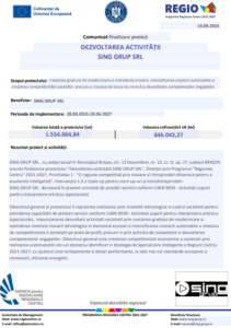 Comunicat finalizare proiect