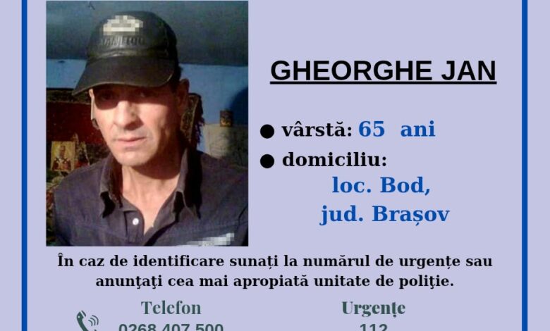 BRAȘOV | Bărbat de 65 de ani, dispărut din Bod. A plecat de la serviciu și nu a mai ajuns acasă 3 Bod | MyTex.ro