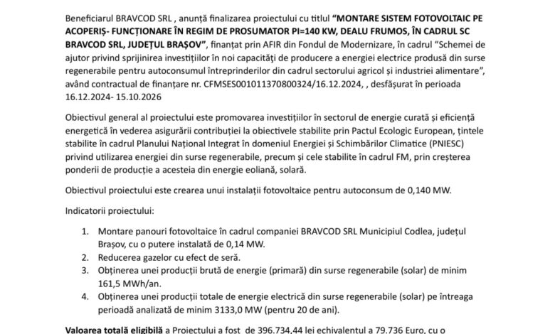 Comunicat de presă privind finalizarea proiectului 5 Comunicat | MyTex.ro