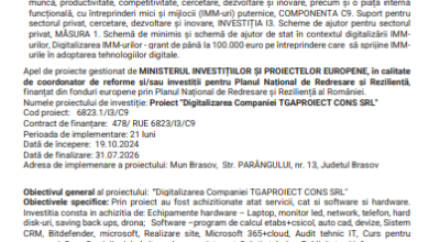 COMUNICAT DE PRESĂ privind finalizarea implementării proiectului intitulat "Digitalizarea Companiei TGAPROIECT CONS SRL" 7 | MyTex.ro